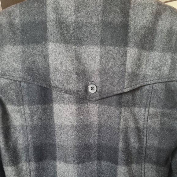 INC International Concepts Black Gray Plaid Duffle Coat Large - Picture 3 of 8